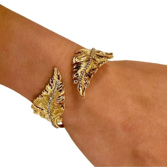 Alexis Bittar Jewelry Alexis Bittar Bypass Crystal Gold Leaf Cuff